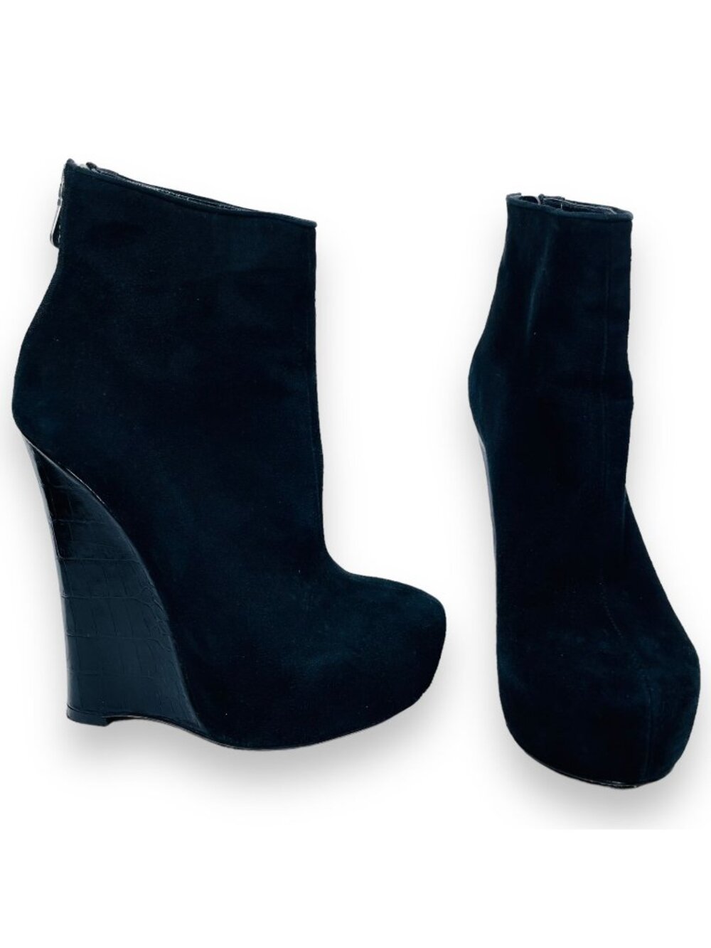 Alejandro Ingelmo Womens Black Suede High Platform Boots Booties Shoes 35